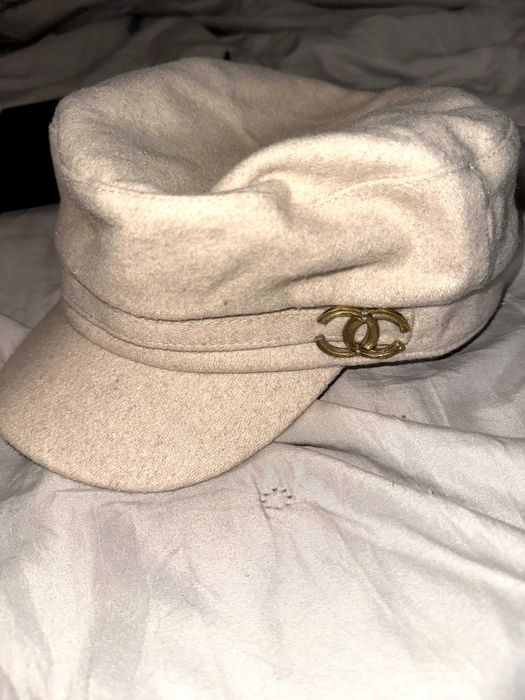 шапка зимна беж бежова с козирка капела каскет шанел chanel бежав топ
