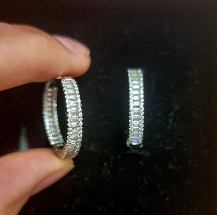 Серебряные серьги-конго с цирконами