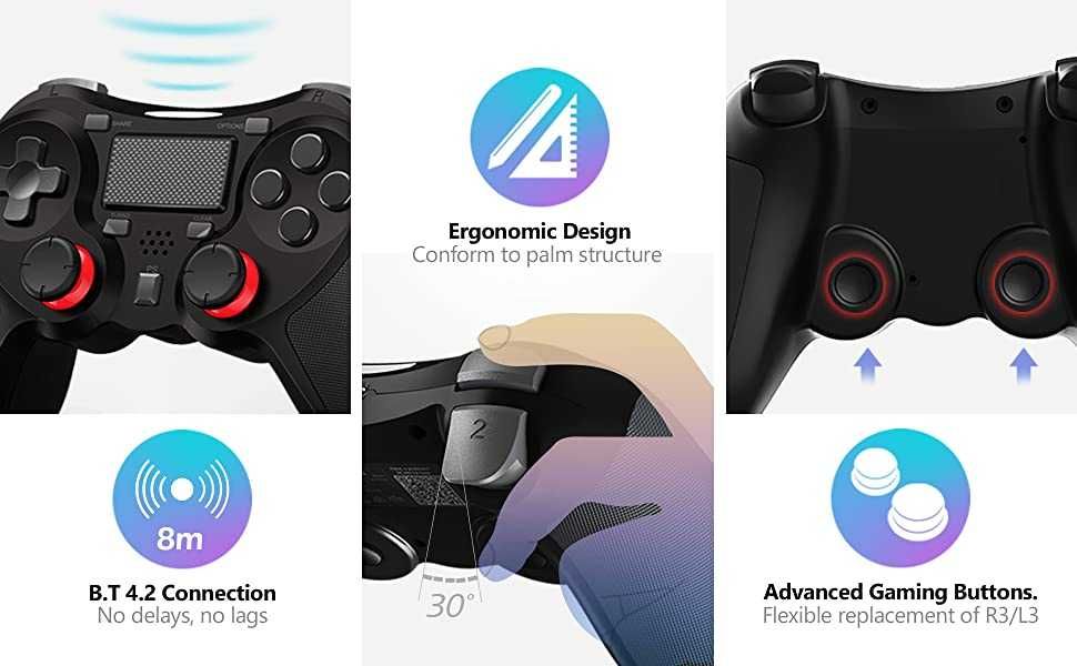 Джойстик Безжичен контролер TERIOS, съвместим с PS4/PS4 Pro/PS4 Slim