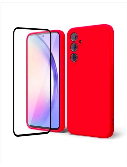 Husa Glow Interio Alcantara si Folie Sticla Samsung S21/S23/S24/S25 FE