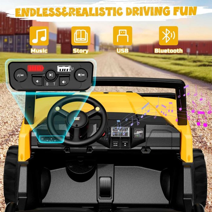 UTV electric pentru 2 copii, Caterpilar CAT 2x45W 12V 10Ah Yellow