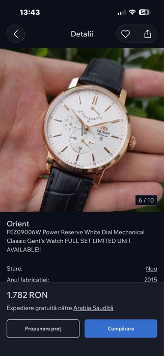 Orient automatic power reserve