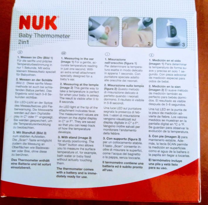 NUK Дигитален термометър  NUK за ухо или чело 2 в 1 - НОВ