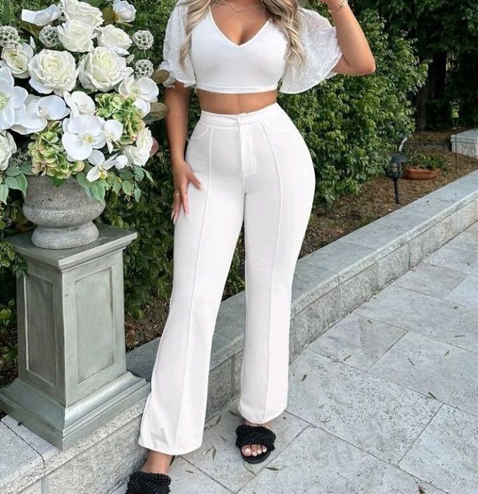 Бял елегантен панталон