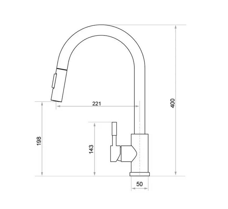 Черен Смесител за кухненска мивка с изтеглящ 2 режи 9700 Pro BBM_N72M