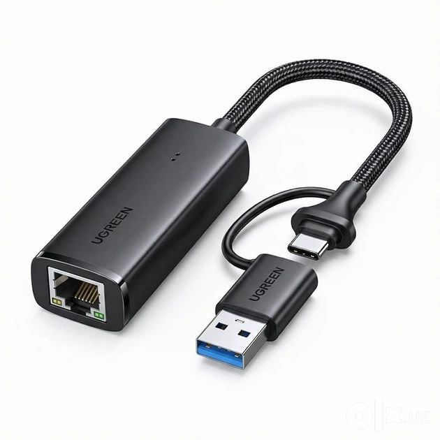 Ugreen CM650 USB-A/USB-C - RJ-45 1000 Мбіт/с OTG 15 см Чорний