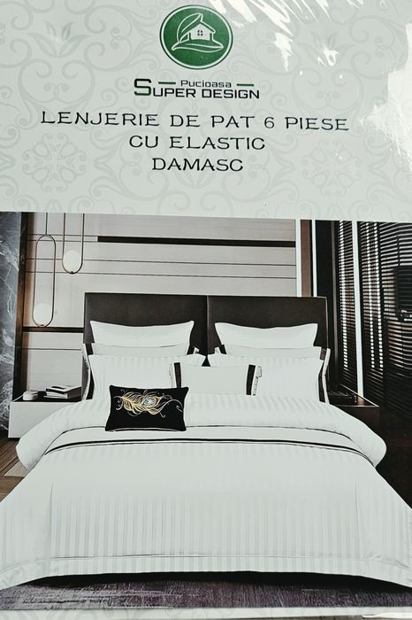 Lenjerie Bumbac Damasc Satinata,Albb