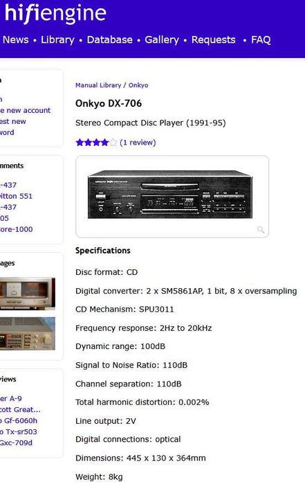 ONKYO Integra DX-706 Hi-Fi cd-player