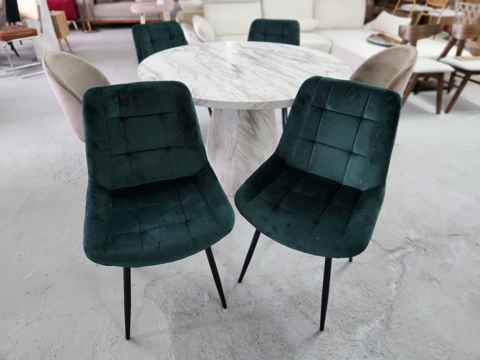 NOU Set 4 scaune catifea, verde smaragd