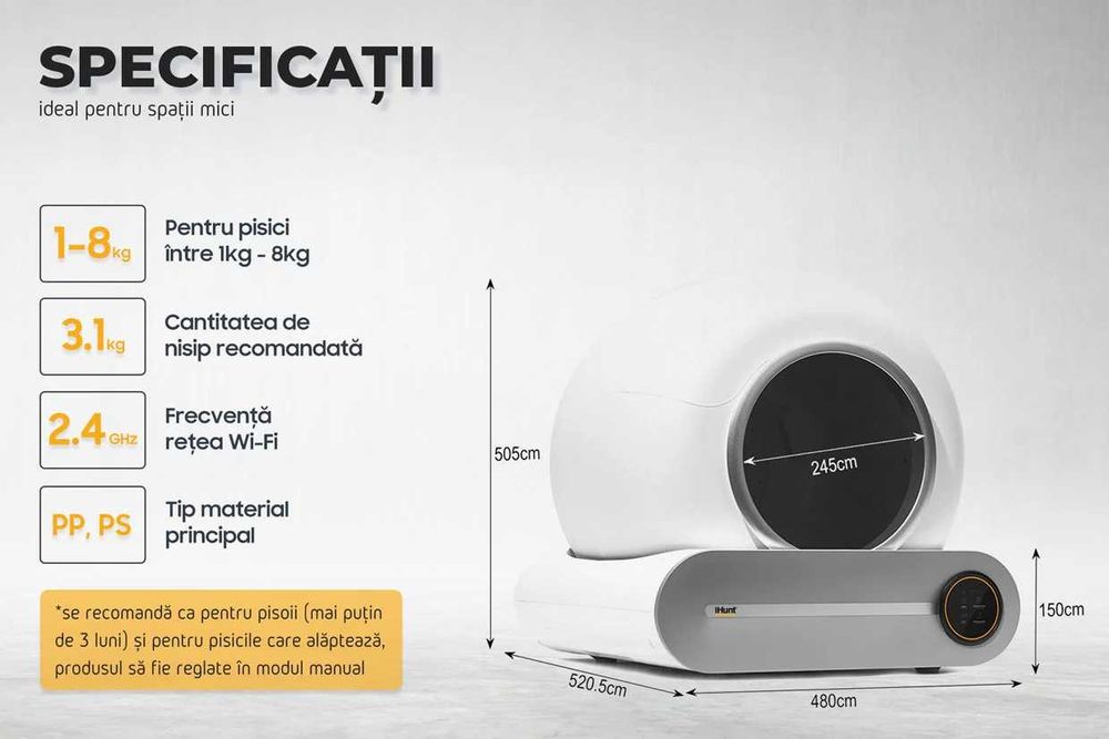 litiera automata iHunt (Shaw) V1 functionala utila practica Wi-fi