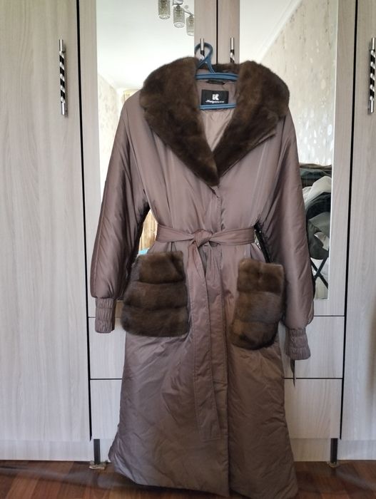 Зимняя шуба темный леопард