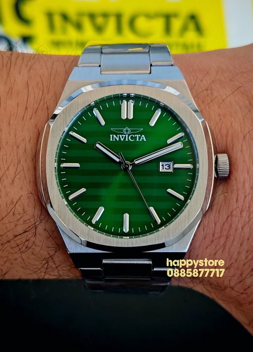 INVICTA Elite silver green dial 43 mm, Инвикта нов ръчен часовник