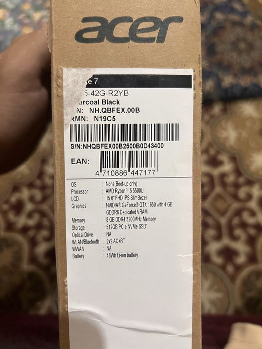 Acer Aspire 7 512GB GTX 1650 4GB