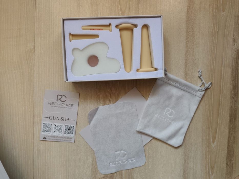 Setul de masaj facial Rena Chris (Gua Sha + Facial Cupping)
