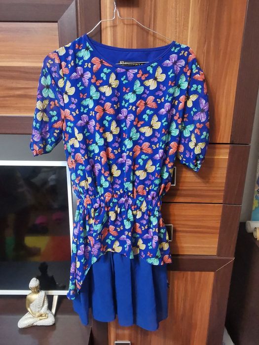 Rochie albastra cu fluturasi / Rochita albastra S