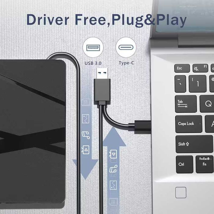 Външно CD/DVD устройство с USB 3.0 и Type-C – преносимо