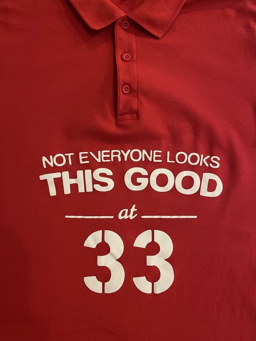 Tricou polo rosu M mesaj aniversare 33