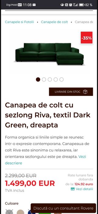 Canapea Rovere Riva 304 x 174 x 82 bej