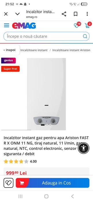 Instant pe gaz Ariston