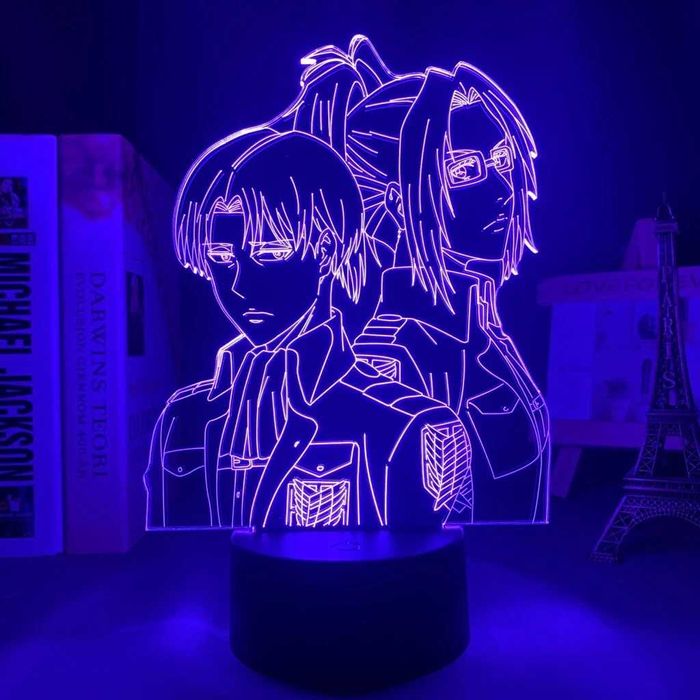 Атака на титаните Hange и Levi 7-цветна USB нощна лампа аниме 3D лампа