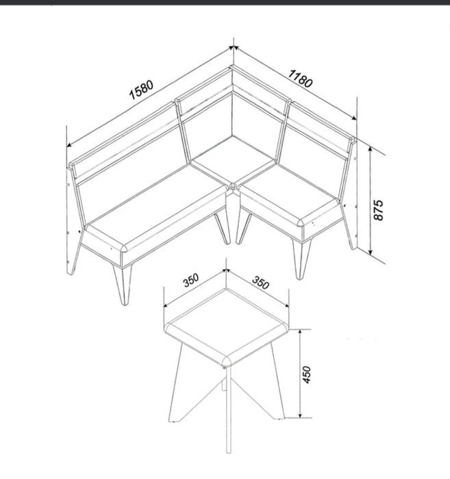 Set bucătărie/ masă/ 2 scaune / bancă colțar