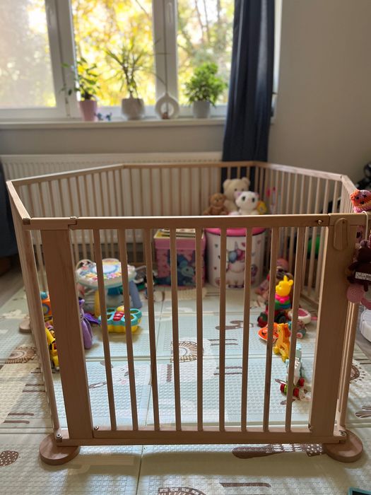 Tarc de joaca hexagonal (5+1) din lemn masiv de fag