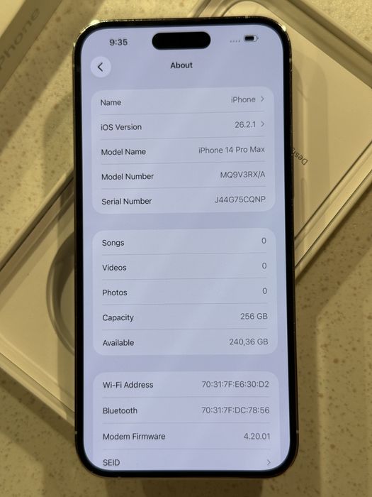 iPhone 14 Pro Max 256GB Silver (Бял) - 87% Батерия, Отличен.