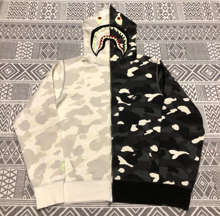 Hanorac BAPE City Camo Half Shark Full Zip