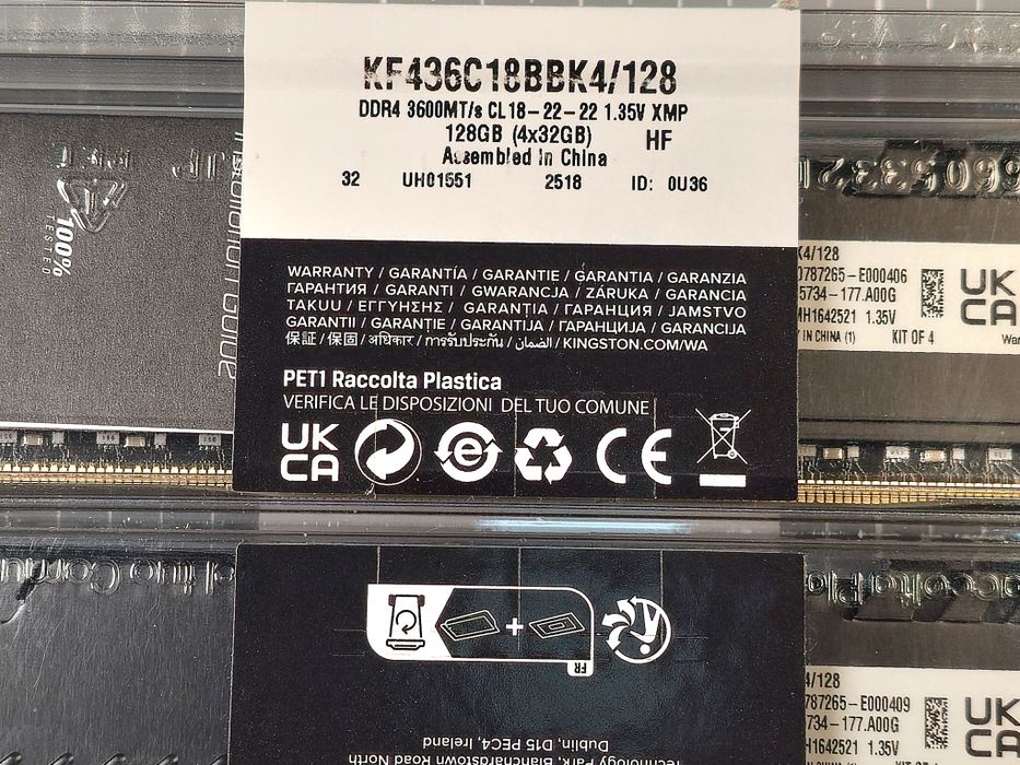 Kit RAM 64GB DDR4 3600MHz (2×32GB) Intel AMD Threadripper