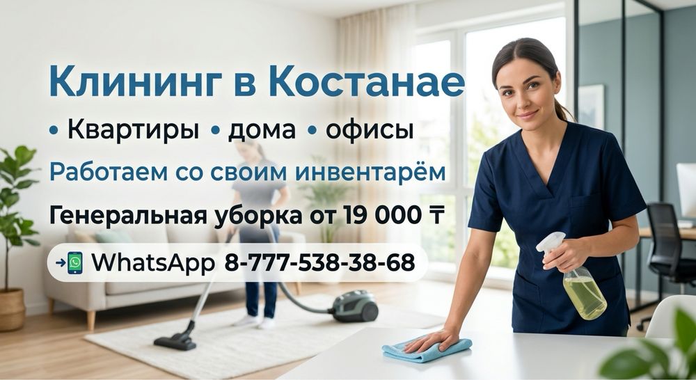 Уборка квартир, домов, коттеджей Костанай, клининг