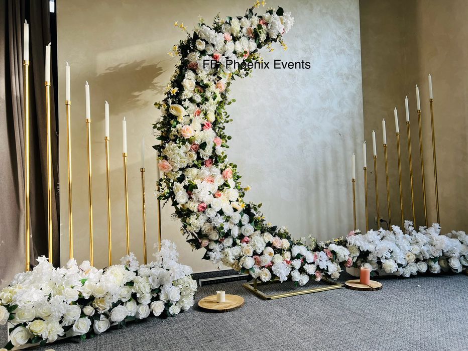 Photocorner panou foto arcada semiluna aripi inger nunta botez