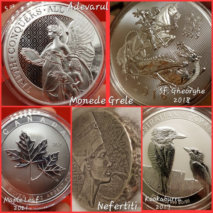Monede atipice 0.1, 0.25, 0.5, 5, 10 oz argint lingou 999 botez
