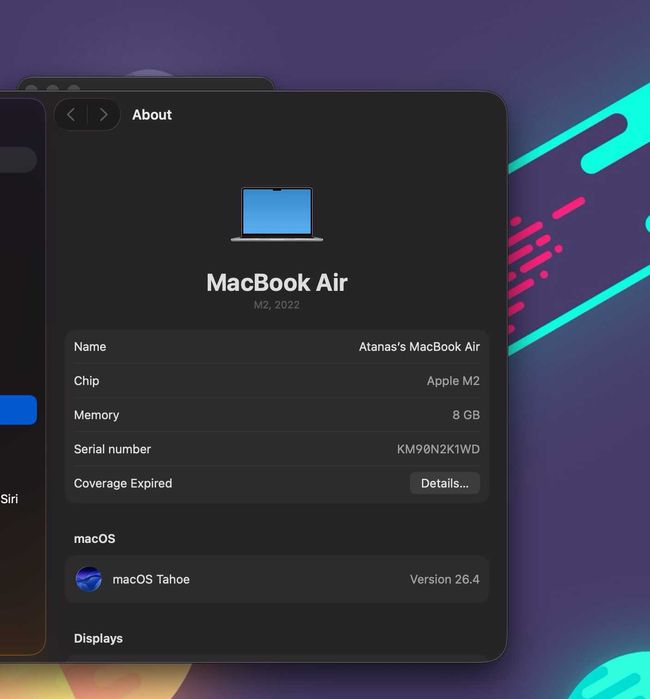 Macbook AIR 13" M2 8GB RAM, 256GB SSD, 94% батерия