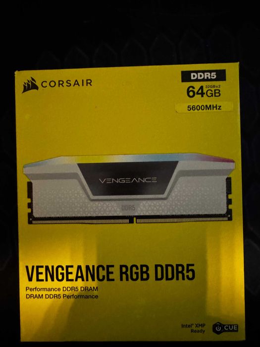 CorsairVengeanceRGB DDR5 64GB(2x32GB)5600MHz NOU, Garanție/Ryzen/Intel