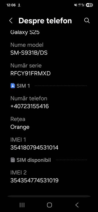 Vând schimb Samsung S25 5G, 256 GB, 12 GB RAM, 100% baterie, impecabil