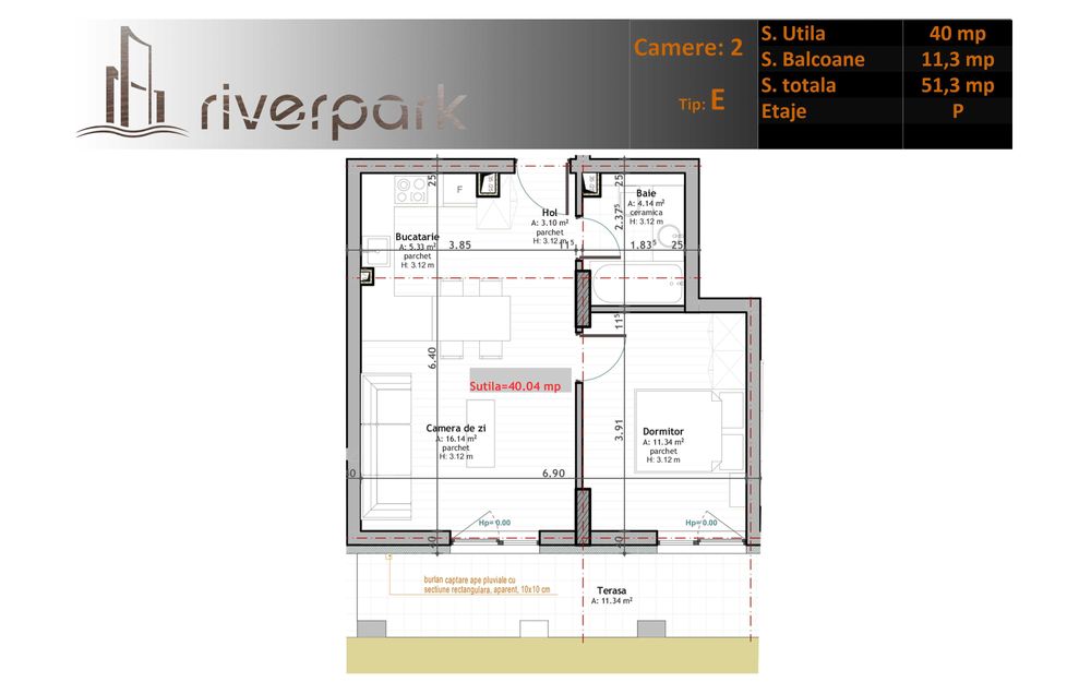 River Park: Apartament NOU 2 camere