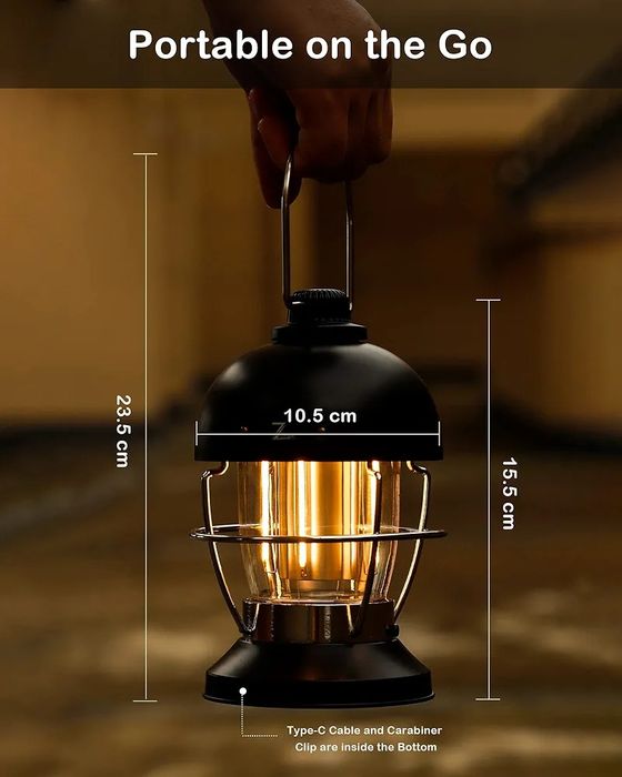 Felinar retro/lampa reincarcabila 5000 mAh pentru drumetii/camping