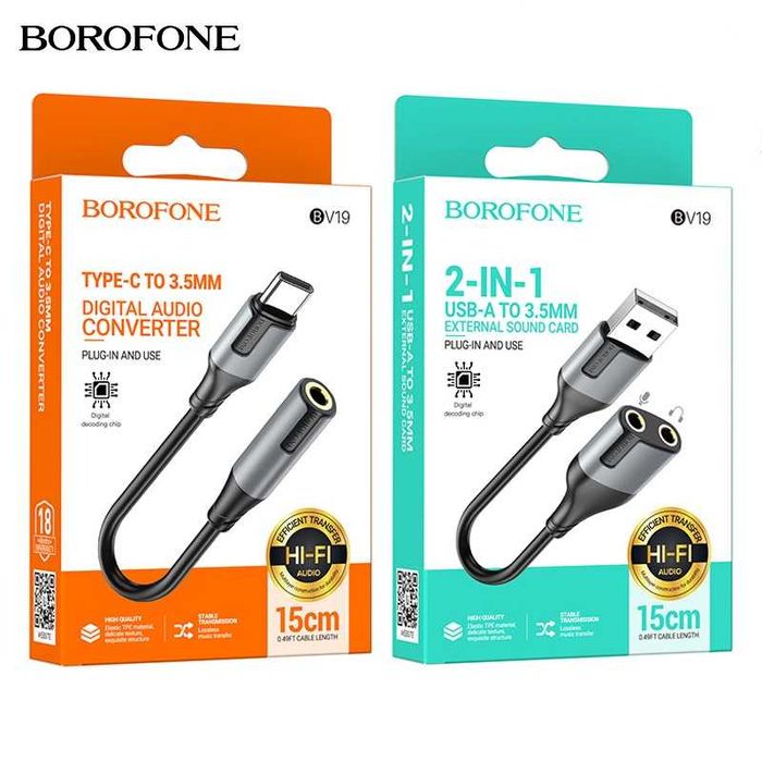 Borofone BV19 USB-A to 3.5mm Цифровой аудиоконвертер наушник микрофон