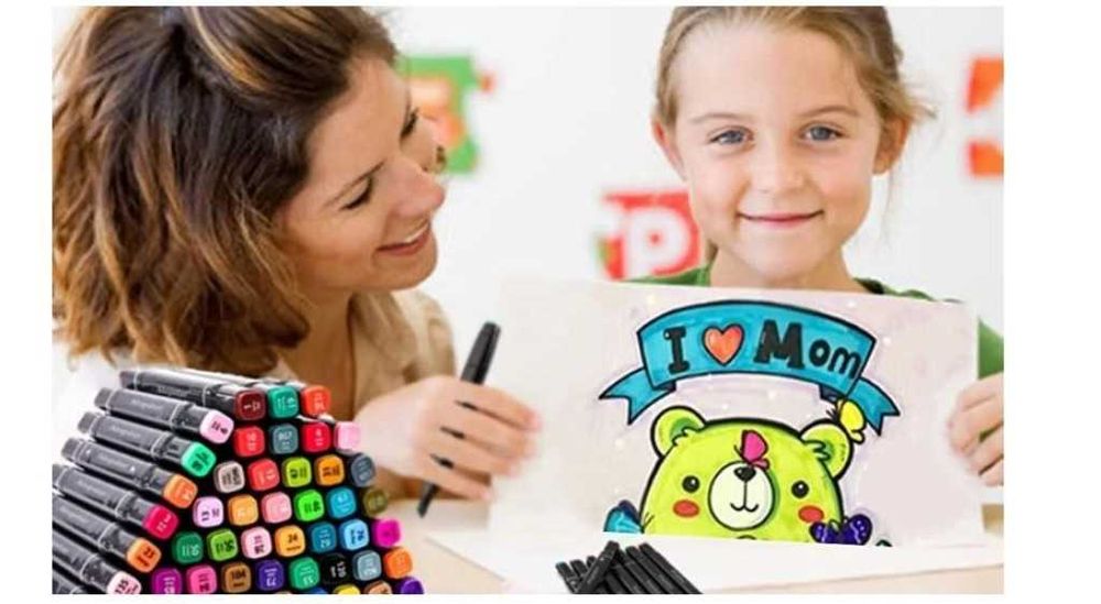 Комплект от маркери с алкохолна основа с две страни и калъф за съхране