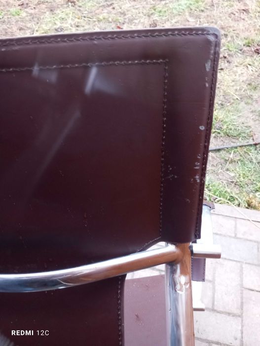 Scaun inox de birou cu mânere și spătar