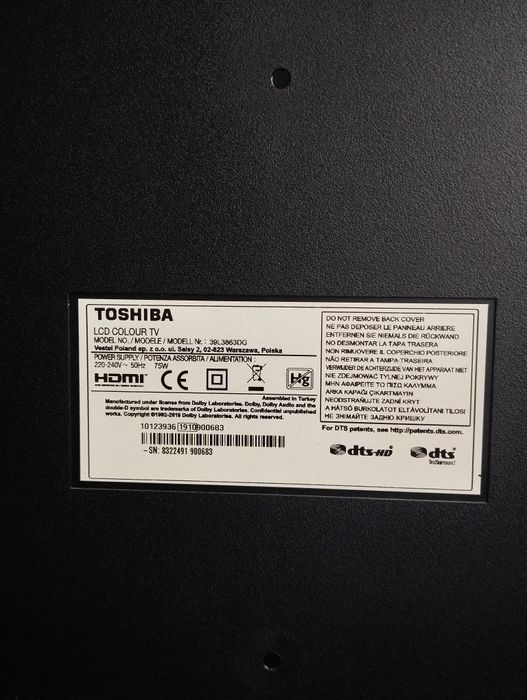 Toshiba 39L3863DG 39.0000" 1920 x 1080 Full HD 1080p LED Smart TV