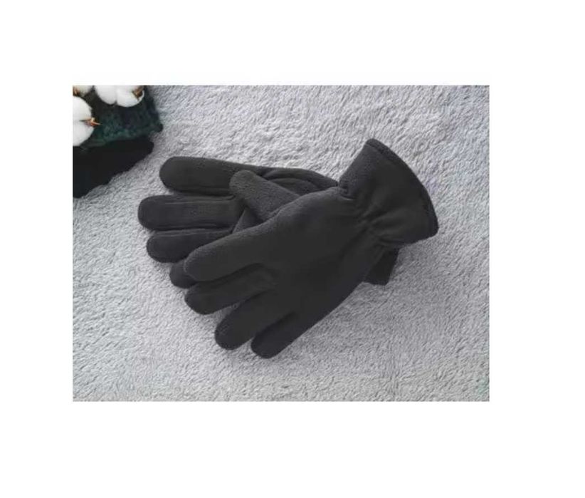 Manusi de iarna, din Polar, Catifelat, Marime Universala, Unisex Negru