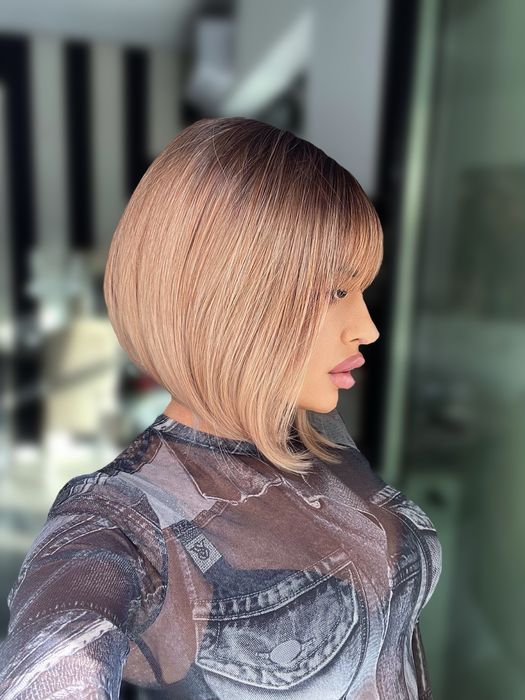 Peruca scurta bob ombre saten