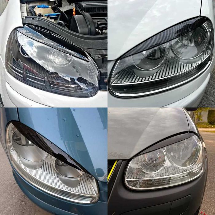 Set Pleoape Faruri Far VW Volkswagen Golf 5 V 2003-2008 Negru Lucios