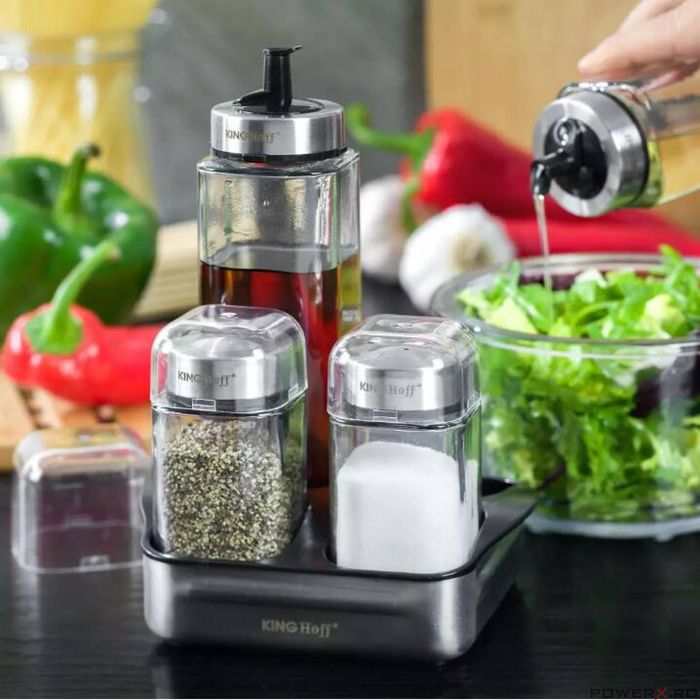 Set de 4 recipiente pentru condimente, ulei si otet 14,3x11,5x20,3 cm,