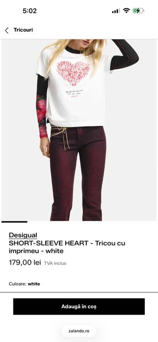 Tricou Desigual red heart NoU original