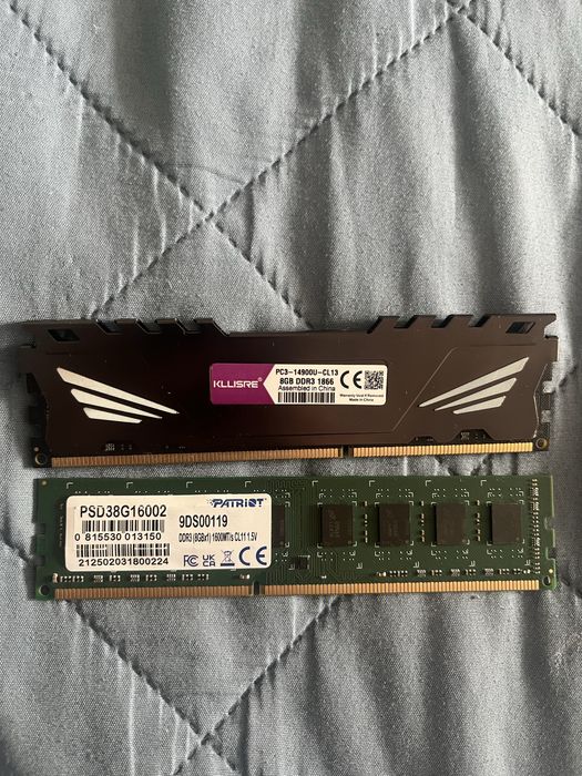 Оперативная память ddr3 8 гб (kllisre) и (patriot)