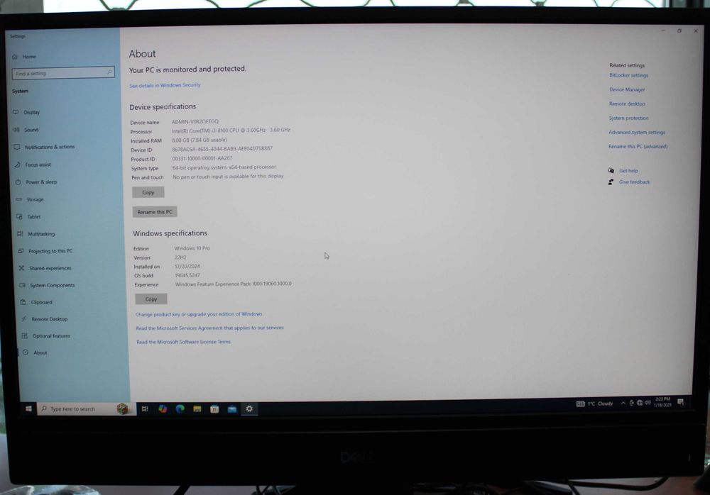 Компютър Dell OptiPlex 5260 All-in-One i3-8100/8GB RAM/128GB SSD