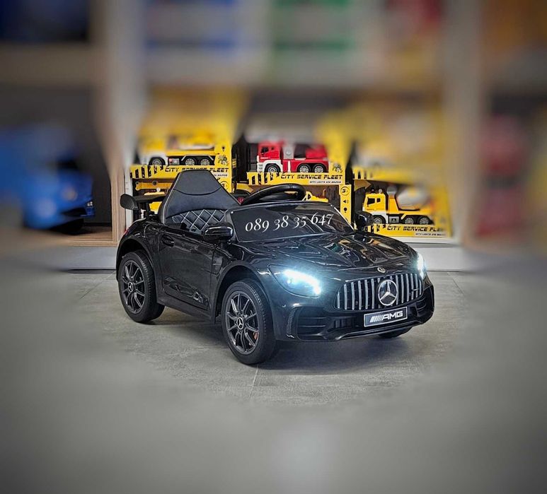 ТОП ЦЕНА!НОВО!Акумулаторна кола Mercedes GTR с МЕКИ ГУМИ,12V батерия,кожена седалка,дистанционно управление