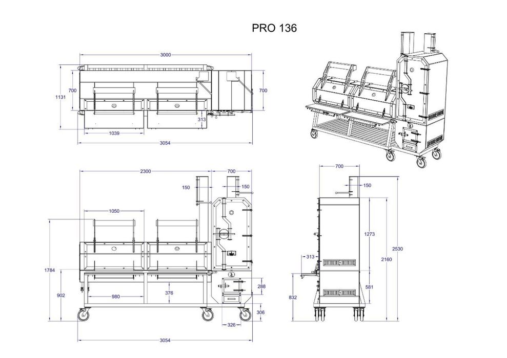Смокер-гриль-коптильня “PRO-136”,профессиональный смокер,мангал